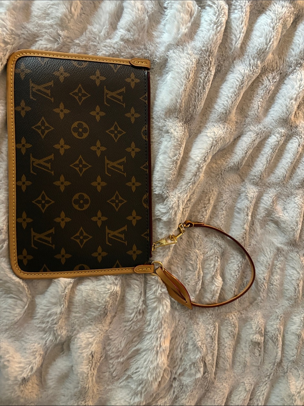 Louis Vuitton Monogram Canvas Wristlet in Brown and Tan - Superb Like New